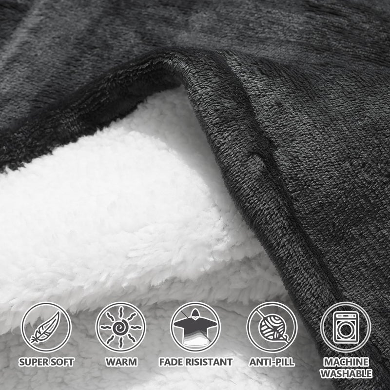Qeils Qeils Oversized Wearable Blanket Hoodie  Comfy Sherpa Sweatshirt Pullover Jacket (Large Pocket  Dark Grey  Adult)  - Image 3