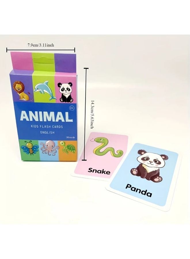36Pcs Colourful Learning Flash Cards For Youngsters Animal Number Shape Alphabet - Image 3