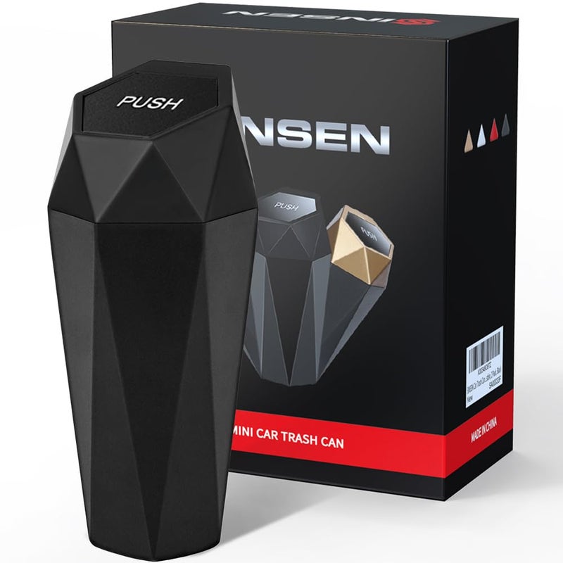 SINSEN Car Trash Can, Mini Garbage Bin with Lid, Cup Holder Organizer, 2PCS - Image 1