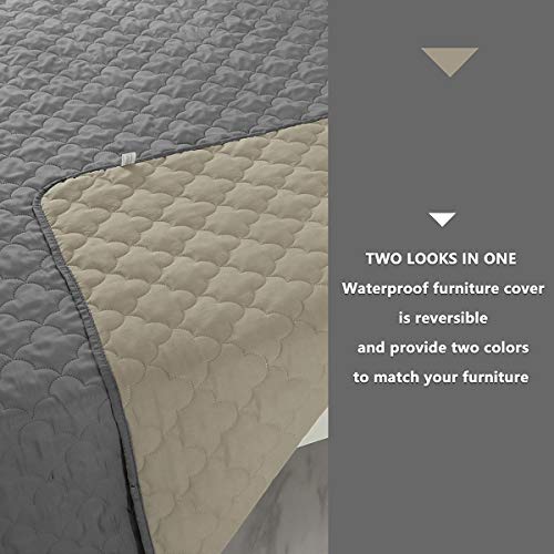 CHHKON Dog Blankets for Couch Protection Waterproof Dog Bed Covers Pet Blanket Furniture Protector (Grey+Beige, 82"x120") - Image 5