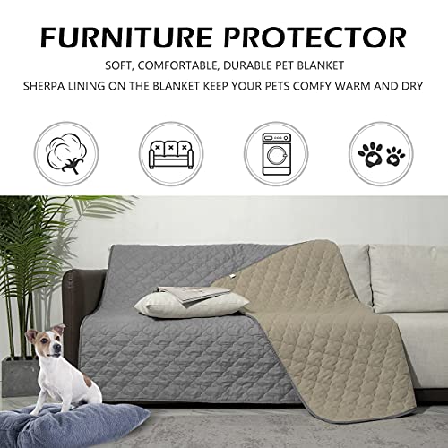 CHHKON Dog Blankets for Couch Protection Waterproof Dog Bed Covers Pet Blanket Furniture Protector (Grey+Beige, 82"x120") - Image 2