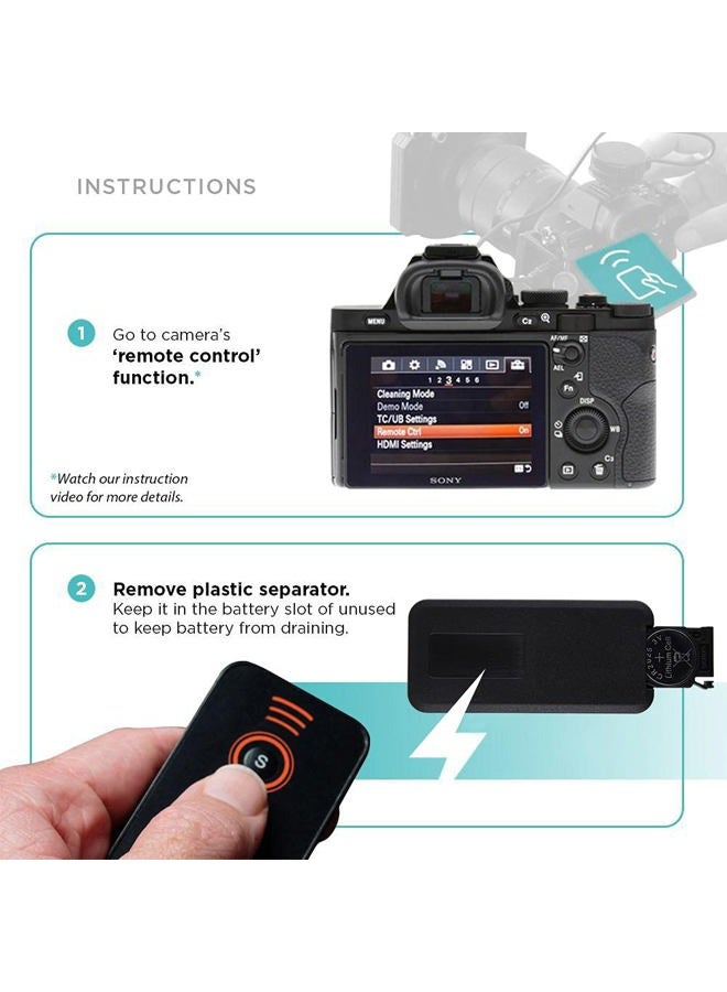 Foto&Tech IR Wireless Remote Control with Video Photo Modes Compatible with Sony A7R IV III II A7III A9 A7 A7R A7S A6600 A6500 A6400 A6300 A6000 A65 A77 A99 A900 A700 A580 NEX-7 NEX-6 (2 Pieces) - Image 5