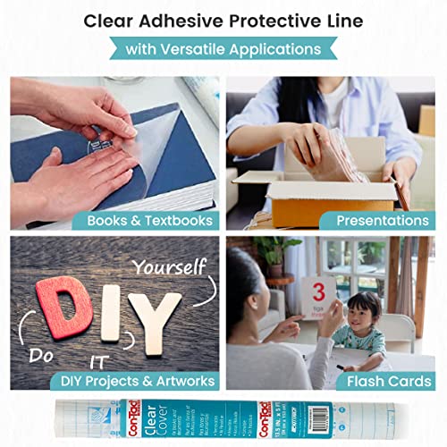 Con-Tact Brand Clear Adhesive Protective Liner, Protect Books and Documents, Easy to Apply Book Cover, 13.5'' x 5' - Image 4