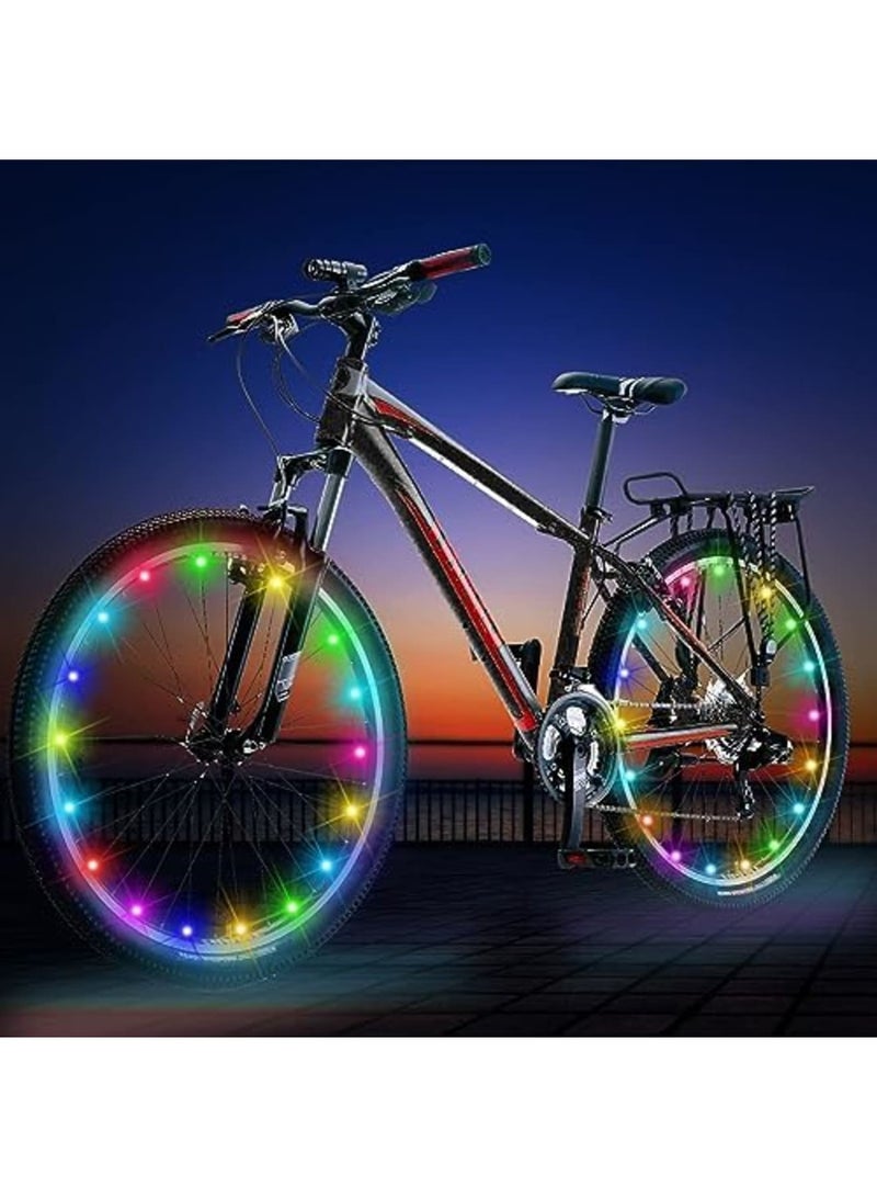 SYOSI Bicycle Wheel Lights 16 Colors Changing Bike Lights Waterproof LED Cycling Tire Light, Bike Lights Spoke Lights Decoration Lights, Waterproof Bicycle Wheel Lights for Cycling for Kids & Adults(2Pcs) - Image 1