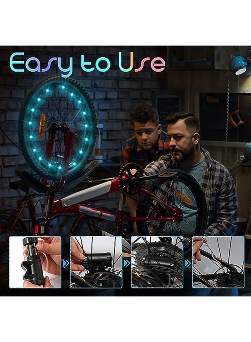 SYOSI Bicycle Wheel Lights 16 Colors Changing Bike Lights Waterproof LED Cycling Tire Light, Bike Lights Spoke Lights Decoration Lights, Waterproof Bicycle Wheel Lights for Cycling for Kids & Adults(2Pcs) - Image 4