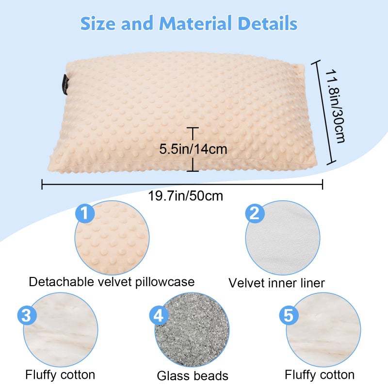 Hugsmiling Weighted Pillow, 6.6lbs 20 * 12 Inch Tactile Sensory Huggable Throw Pillows with Machine Washable Cover, Chemical-Free Fabric, Better Sleep on Couch (Beige) - Image 3