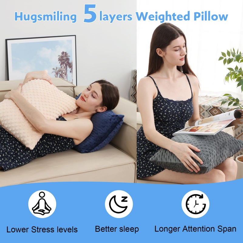 Hugsmiling Weighted Pillow, 6.6lbs 20 * 12 Inch Tactile Sensory Huggable Throw Pillows with Machine Washable Cover, Chemical-Free Fabric, Better Sleep on Couch (Beige) - Image 5