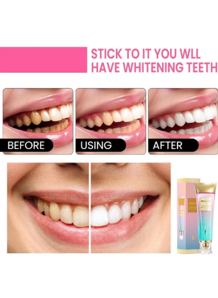 بودي أكسيل معجون أسنان مبيض بالنياسيناميد، معجون أسنان بالنياسيناميد، معجون أسنان BodyAccel، معجون أسنان ثلاثي التبييض لإزالة البقع، لطيف طبيعي، نفس منعش - Image 2