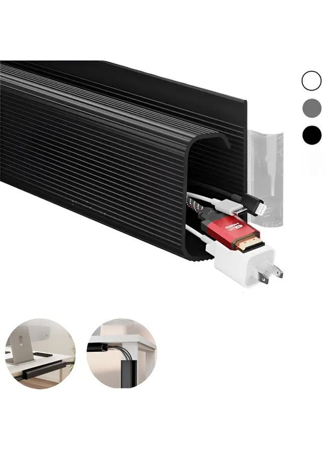 صينية الكابلات اللاصقة البيضاء أسفل الطاولة ١٥٫٧ بوصة متينة من البولي فينيل كلوريد لا تحتاج إلى حفر - Image 3