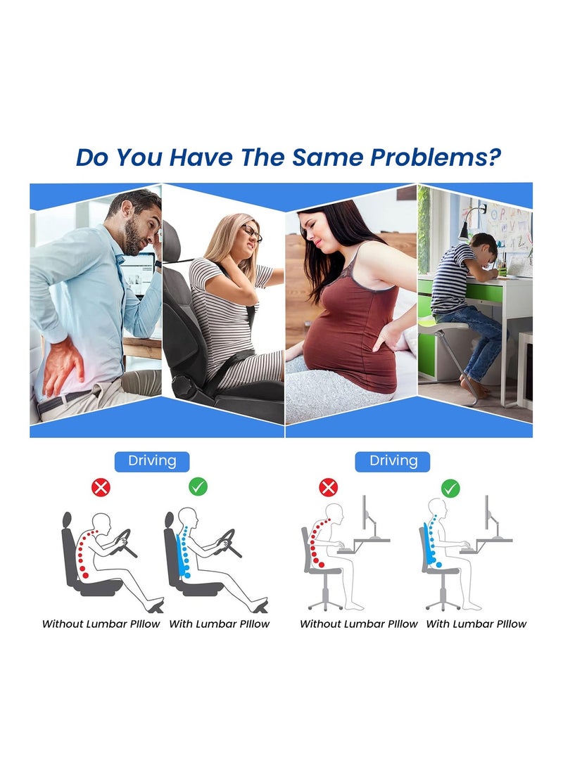 Ergonomic Lumbar Support Cushion – High-Density Memory Foam for Lower Back Pain Relief – Breathable Mesh Fabric – Adjustable Strap for Comfortable Support in Car  Office Chairs – 46x42cm - Image 4