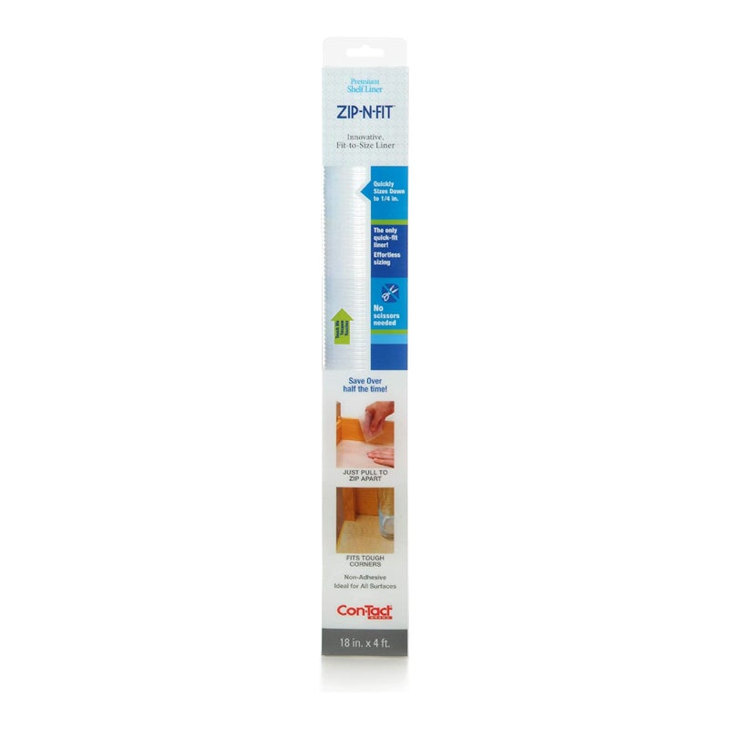 Con-Tact Brand Adhesive Zip-N-Fit Solid Grip Drawer 18" x 4', Ribbed Clear, 6 Count - Image 1