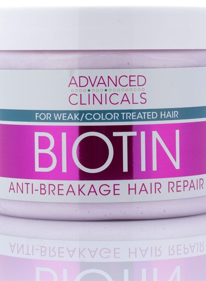 Advanced Clinicals Biotin Hair Treatment Anti-Breakage Repair Hair Mask. Strengthen Broken, Color-Treated Hair W/Repairing Deep Conditioner Manuka Honey & Caffeine, Hydrating Mask Restores Weak Hair - Image 2