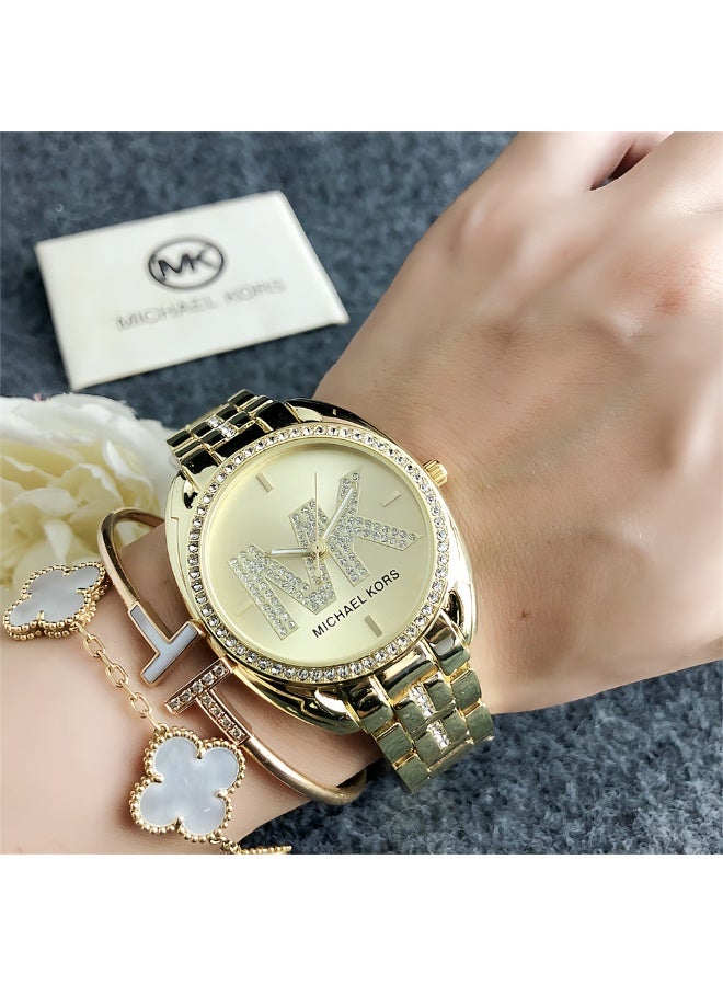 MK Michael Kors Classic Men's and Women's Fashion Multi functional Alloy Round Quartz Watch Stainless Steel Strap 37CM - Image 3