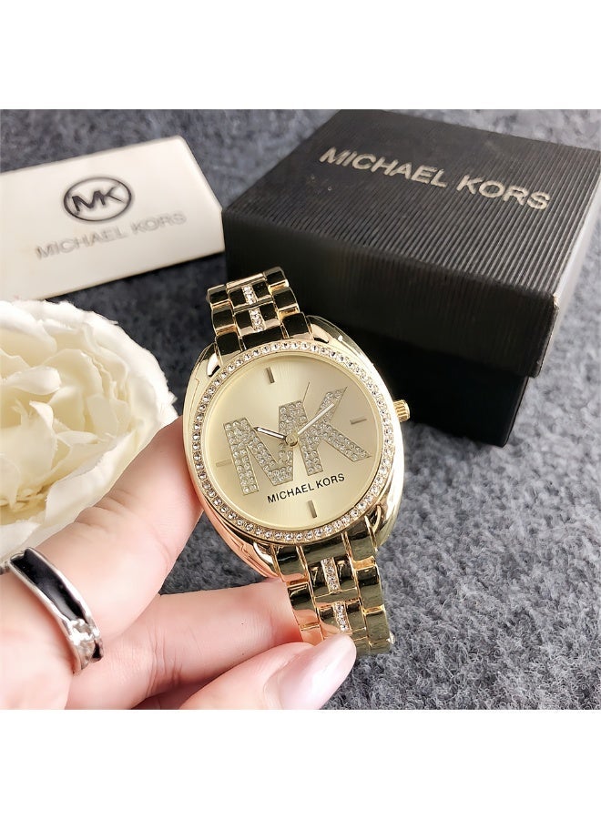 MK Michael Kors Classic Men's and Women's Fashion Multi functional Alloy Round Quartz Watch Stainless Steel Strap 37CM - Image 2