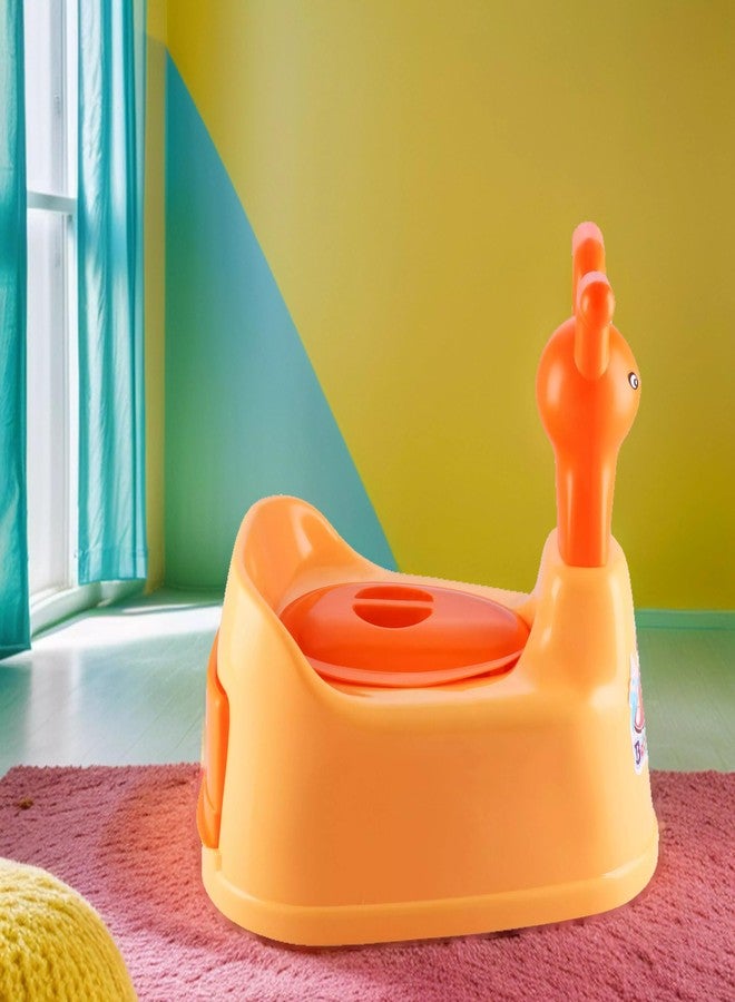 Nabhya Toilet Trainer Baby Potty Seat Cartoon Face with Removable Tray & Closing Lid (Orange) - Image 1