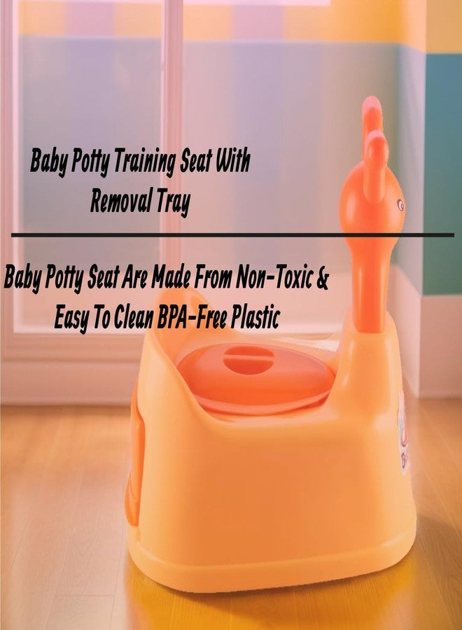 Nabhya Toilet Trainer Baby Potty Seat Cartoon Face with Removable Tray & Closing Lid (Orange) - Image 4