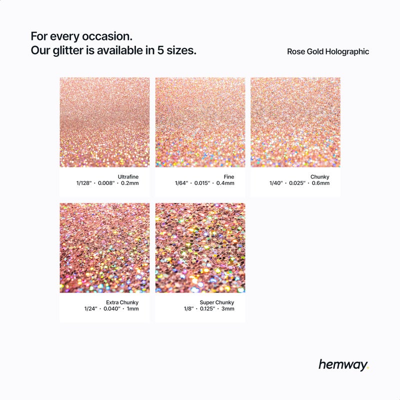 Hemway Eco Friendly Biodegradable Glitter 100g / 3.5oz Bio Cosmetic Safe Sparkle Vegan for Face, Eyeshadow, Body, Hair, Nail and Festival Makeup, Craft - 1/24" 0.04" 1mm - Rose Gold Holographic - Image 3
