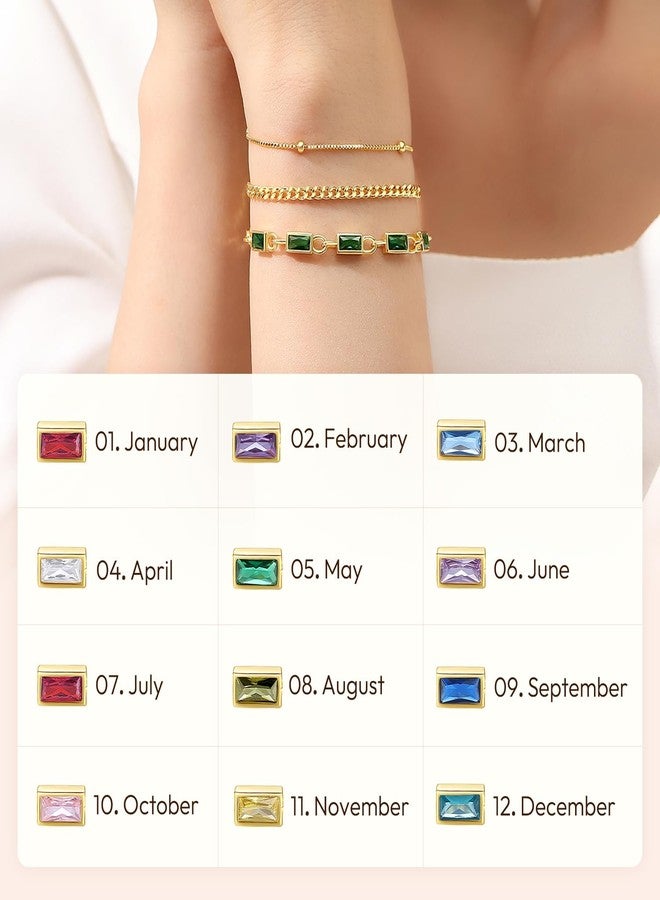 GexTyde Gold Birthstone Bracelet for Women Girls, 3 Piece 18K Gold Plated Layered Bracelet Set, Women Charm Link Bracelet Valentines Day Jewelry Gift for Wife Girlfriend Women Grils Mom Her - Image 5