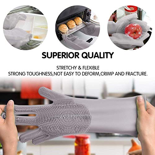 LEOPAX Heavy Duty Magic Silicone Gloves for Dishes, Dishwashing With Scrubbers, Kitchen, Car Washing, Pet Grooming - Latex Free (Sky Blue, Pack of 1 Pair) - Image 5