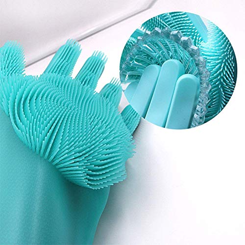 LEOPAX Heavy Duty Magic Silicone Gloves for Dishes, Dishwashing With Scrubbers, Kitchen, Car Washing, Pet Grooming - Latex Free (Sky Blue, Pack of 1 Pair) - Image 4