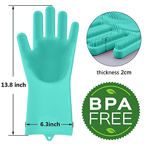 LEOPAX Heavy Duty Magic Silicone Gloves for Dishes, Dishwashing With Scrubbers, Kitchen, Car Washing, Pet Grooming - Latex Free (Sky Blue, Pack of 1 Pair) - Image 3