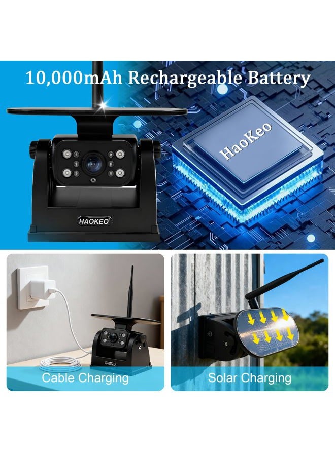 HaoKeo WiFi Magnetic Solar Wireless Backup Camera Rechargeable Battery IP69 Waterproof 1080P Night Vision Rear View Camera No Wiring for Boat Travel Trailer/RV/Truck/Camper for iPhone iPad Android - Image 5