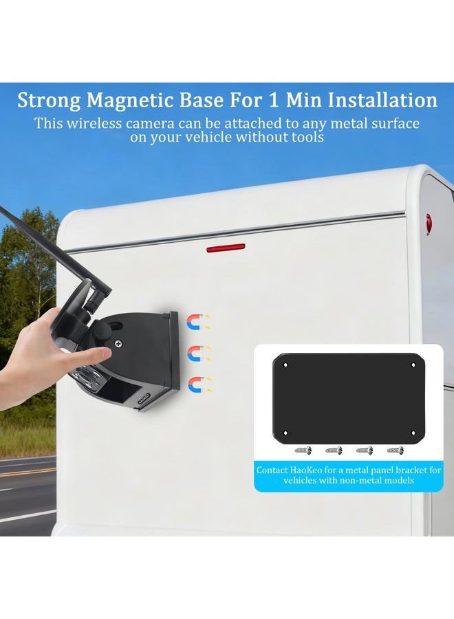 HaoKeo WiFi Magnetic Solar Wireless Backup Camera Rechargeable Battery IP69 Waterproof 1080P Night Vision Rear View Camera No Wiring for Boat Travel Trailer/RV/Truck/Camper for iPhone iPad Android - Image 3