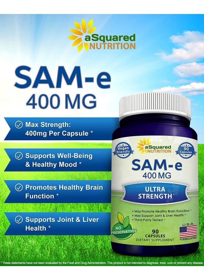 Same 400Mg Supplement 90 Capsules Same (Sadenosyl Methionine) To Support Mood Joint Health And Brain Function Extra Strength Vegan Sam E Pills