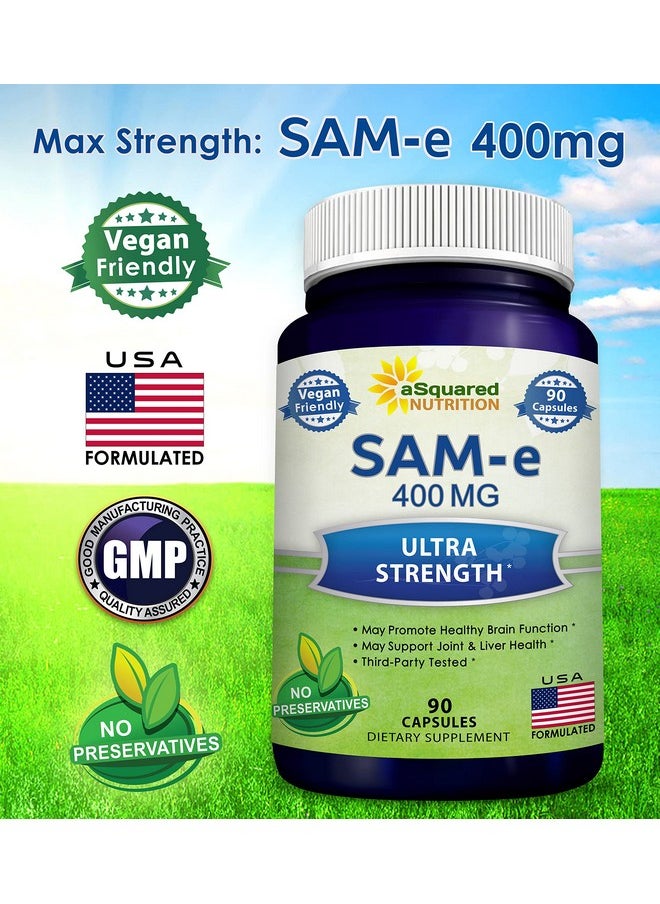 Same 400Mg Supplement 90 Capsules Same (Sadenosyl Methionine) To Support Mood Joint Health And Brain Function Extra Strength Vegan Sam E Pills