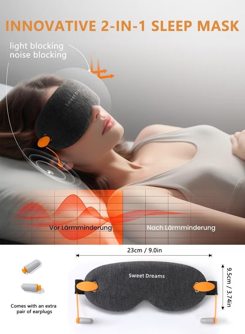【Upgraded Version | NOON Sleep Essential】2-in-1 3D Zero-Pressure Sleep Mask with Noise Cancelling Earplugs, 100% Blackout, Deep Sleep Eye Mask for Office Nap & Travel - Image 5