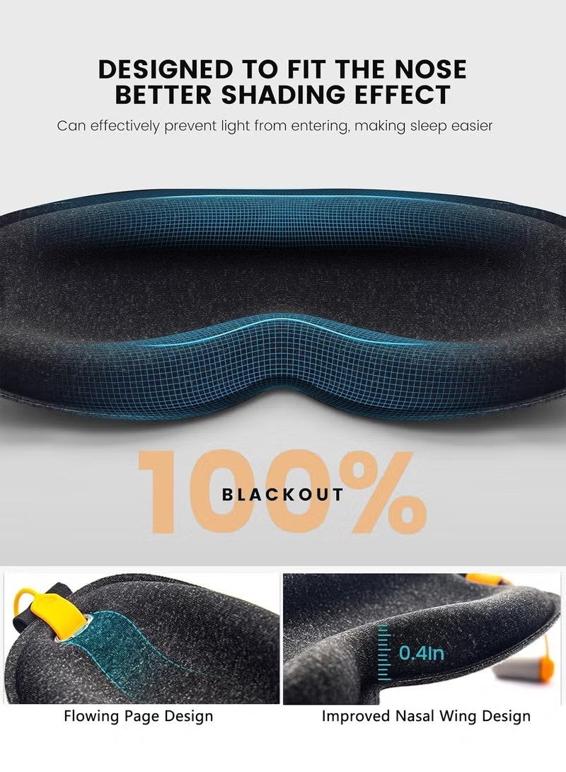 【Upgraded Version | NOON Sleep Essential】2-in-1 3D Zero-Pressure Sleep Mask with Noise Cancelling Earplugs, 100% Blackout, Deep Sleep Eye Mask for Office Nap & Travel - Image 4