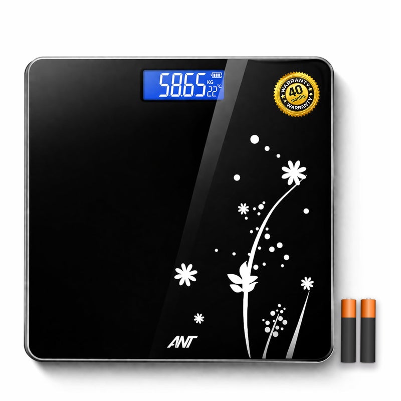 ANT Esports ANT Flora Bud Digital Weighing Scale for Body Weight | 180kg Capacity | LCD Display | Highly Accurate | Tempered Glass Bathroom Body Scale | 40 Months Warranty | Battery Included - Image 5