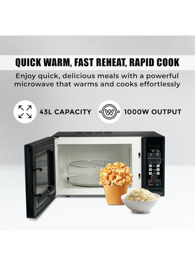 اس بي جي فرن ميكروويف رقمي SPJ سعة 43 لترًا مع شواية - ميكروويف بقوة 1000 واط + شواية بقوة 1300 واط | 6 مستويات طاقة | مؤقت 99 دقيقة | سعة كبيرة | تحكم رقمي باللمس | مثالي للخبز والتسخين والشواء | MWBLU-43L007 | أسود | ضمان لمدة عام - Image 4