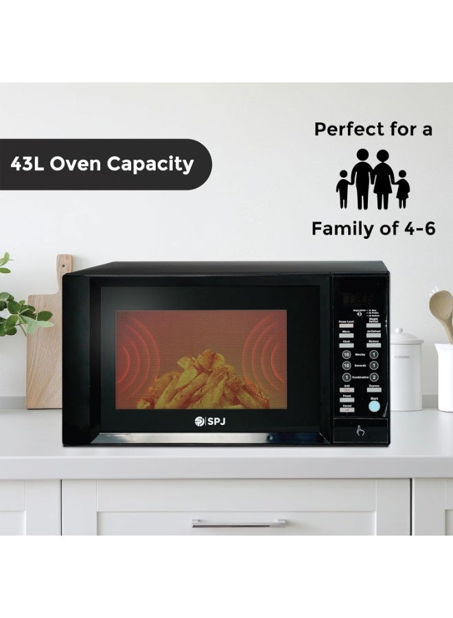 اس بي جي فرن ميكروويف رقمي SPJ سعة 43 لترًا مع شواية - ميكروويف بقوة 1000 واط + شواية بقوة 1300 واط | 6 مستويات طاقة | مؤقت 99 دقيقة | سعة كبيرة | تحكم رقمي باللمس | مثالي للخبز والتسخين والشواء | MWBLU-43L007 | أسود | ضمان لمدة عام - Image 3
