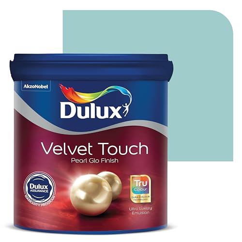 Dulux Velvet Touch Pearl GLO Interior Emulsion Paint (4L, Aqua Chintz) – Luxurious soft-sheen wall paint, highly durable, washable, rich, intense colors, with 6-year warranty - Image 1