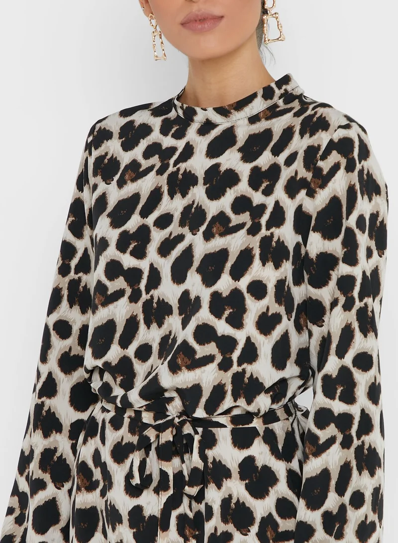 Jacqueline de Yong Drawstring Detail Printed Dress
