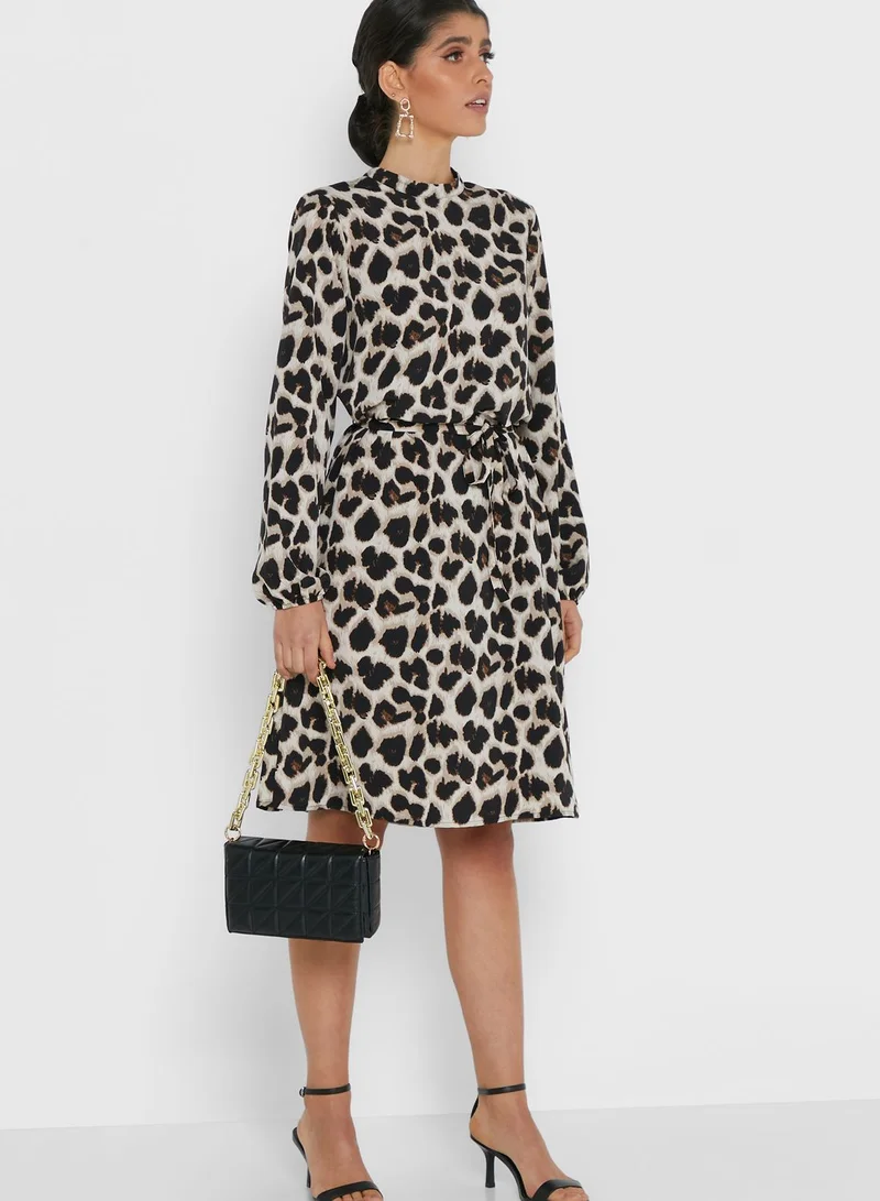 Jacqueline de Yong Drawstring Detail Printed Dress