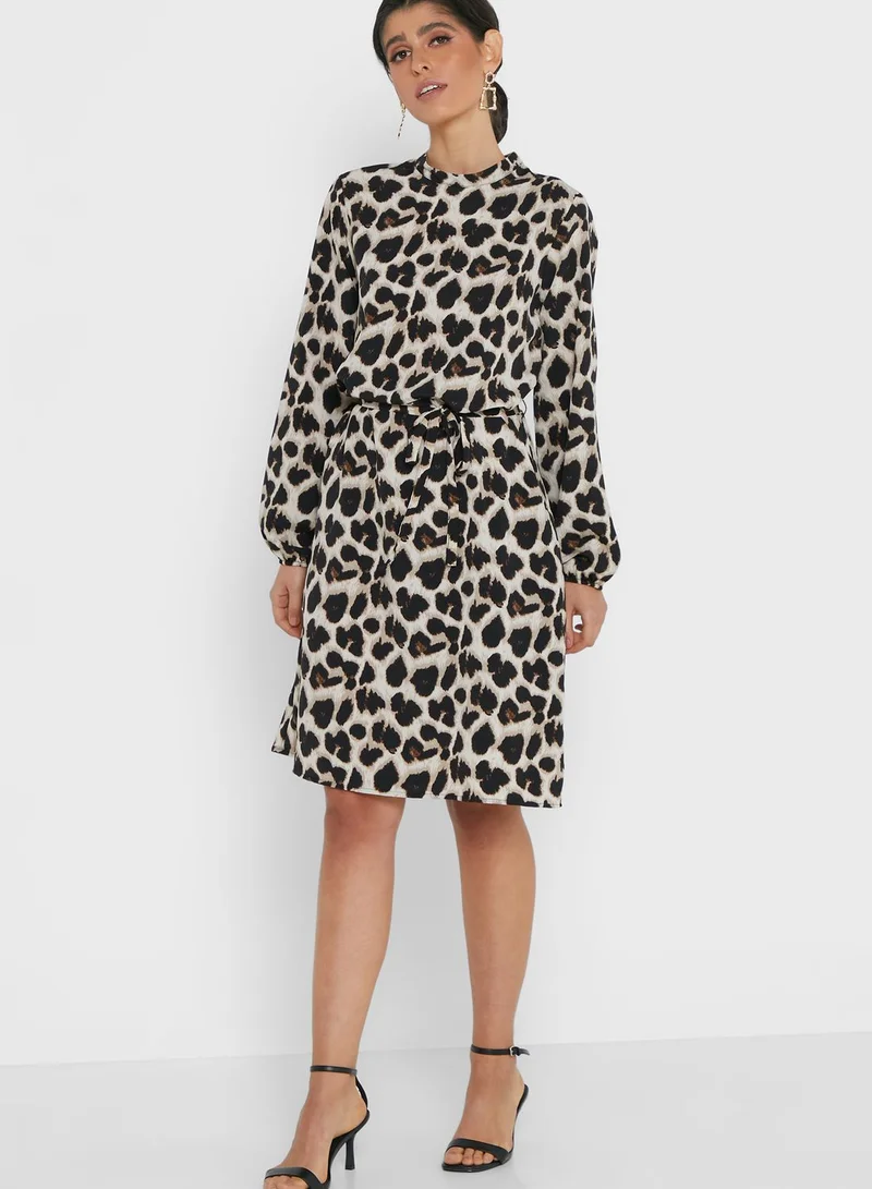 Jacqueline de Yong Drawstring Detail Printed Dress