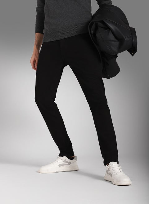 Black Slim Fit Stretchable Jeans for Men, Mid Rise