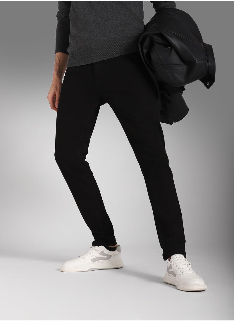 HIGH STAR - Black Slim Fit Stretchable Jeans for Men, Mid Rise - Image 1