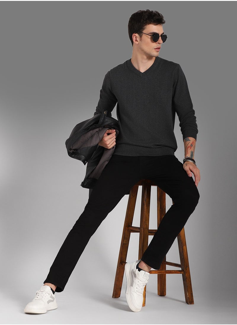HIGH STAR - Black Slim Fit Stretchable Jeans for Men, Mid Rise - Image 1