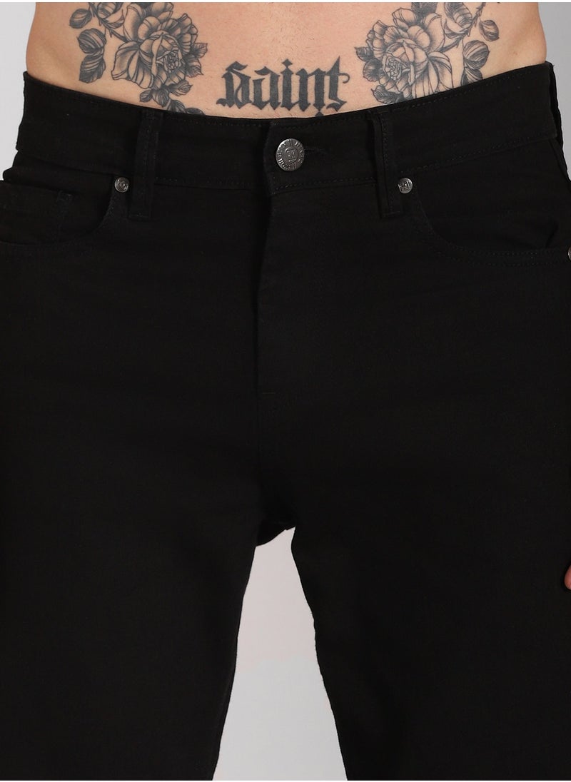 HIGH STAR - Black Slim Fit Stretchable Jeans for Men, Mid Rise - Image 1