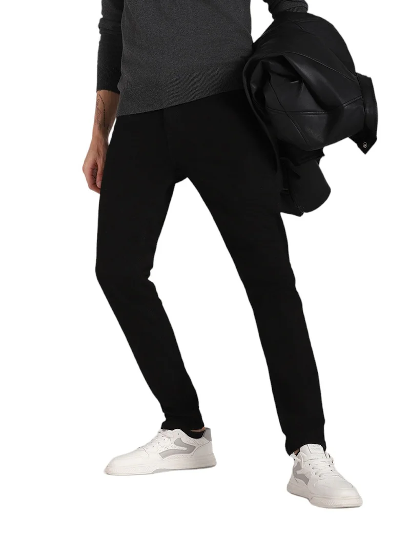 HIGH STAR Black Slim Fit Stretchable Jeans for Men, Mid Rise