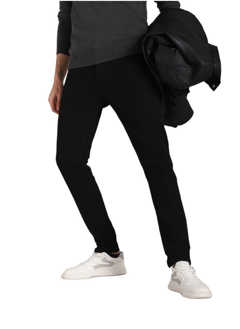 HIGH STAR - Black Slim Fit Stretchable Jeans for Men, Mid Rise - Image 1