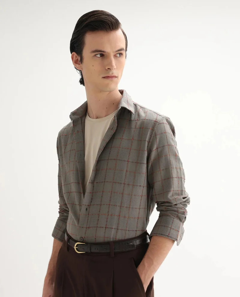 Rare Rabbit Men's Regular Fit Checked Shirt