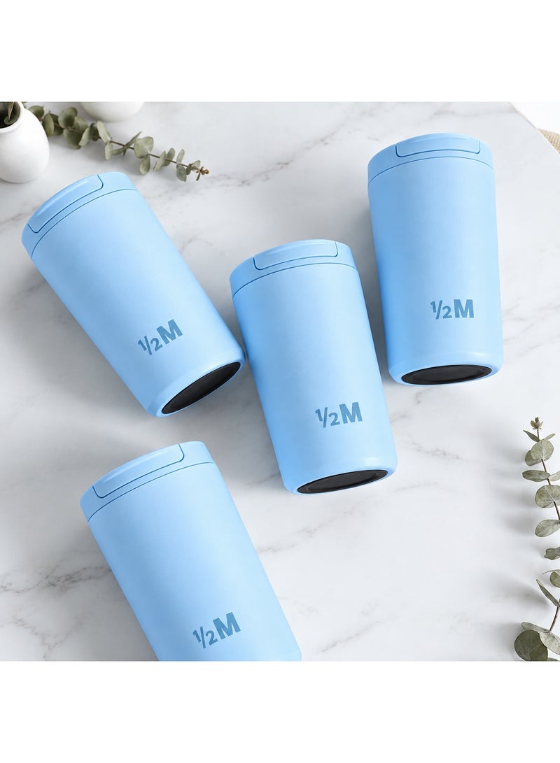 Half Million 360ml Half Million Mug Travel Coffee Cup with Lid Reusable Portable Drink Cup for Coffee Tea & Daily Use (Baby Blue) - Image 2