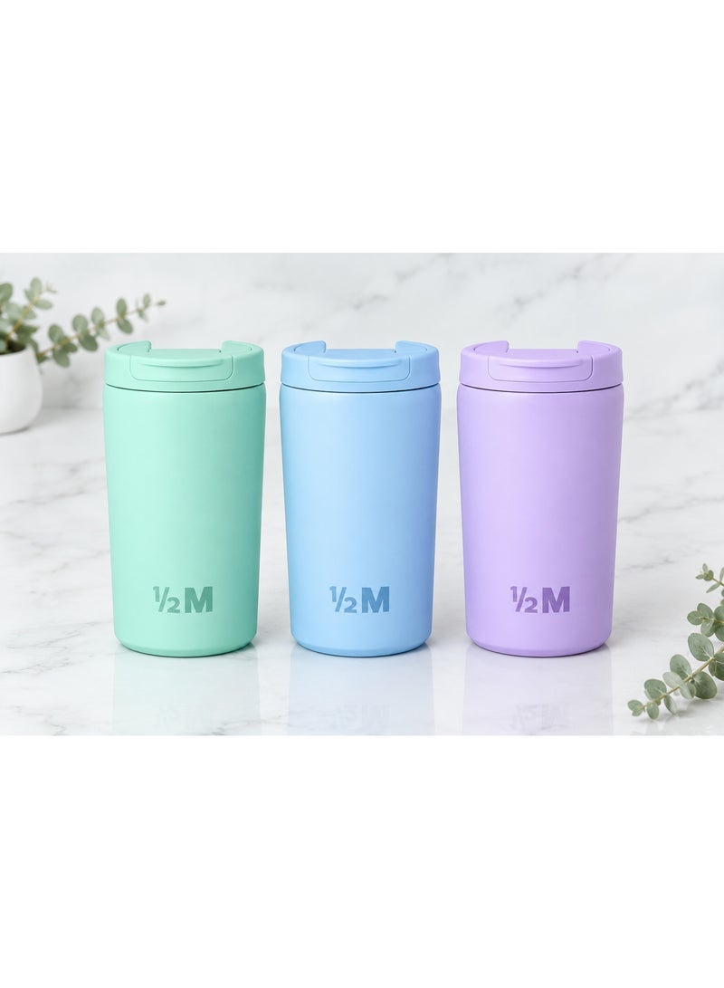 Half Million 360ml Half Million Mug Travel Coffee Cup with Lid Reusable Portable Drink Cup for Coffee Tea & Daily Use (Baby Blue) - Image 3