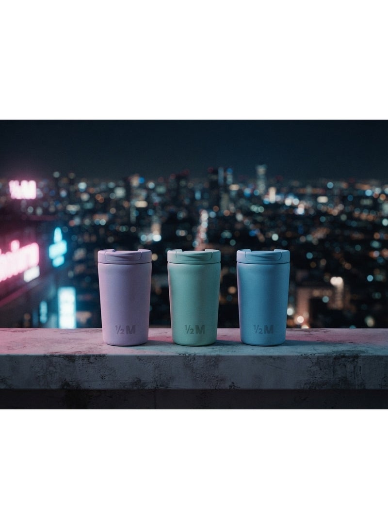 Half Million 360ml Half Million Mug Travel Coffee Cup with Lid Reusable Portable Drink Cup for Coffee Tea & Daily Use (Baby Blue) - Image 4