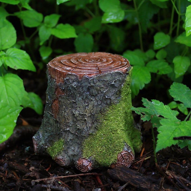 Top Collection 4284 Decorative Mossy Tree Stump Display Figurines, Green, Brown - Image 2