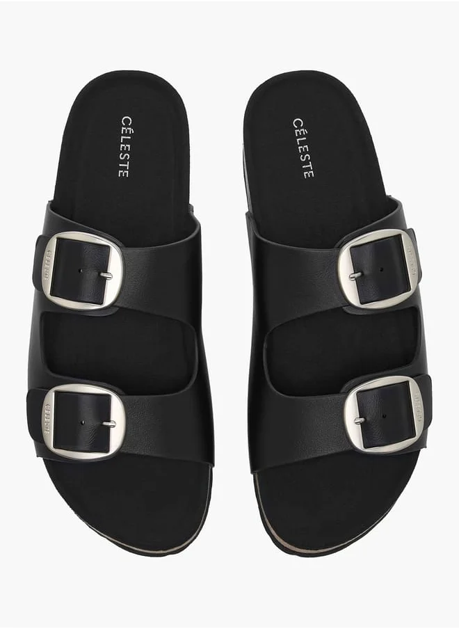 Celeste Women's Buckle Detail Slip-On Flat Sandals